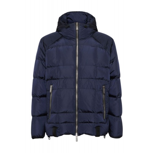 Geaca Dsquared2, Gluga Oversized, Fermoare argintii, Bleumarin Geaca Dsquared2, Gluga Oversized, Fermoare argintii, Bleumarin