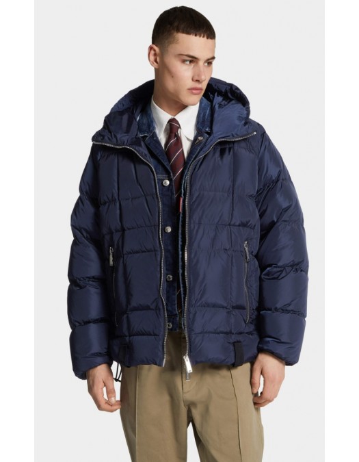 Geaca Dsquared2, Gluga Oversized, Fermoare argintii, Bleumarin - S71AN0643S53817487