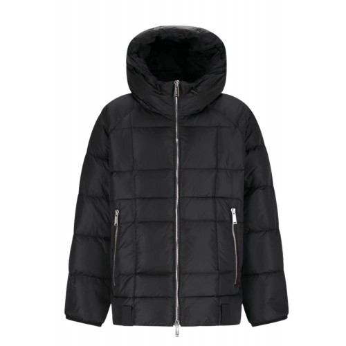 Geaca Dsquared2, Gluga Oversized, Fermoare argintii, Negru Geaca Dsquared2, Gluga Oversized, Fermoare argintii, Negru