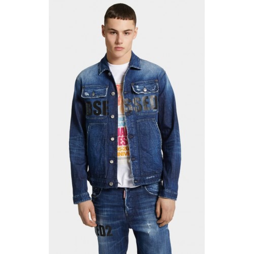 JACHETA DSQUARED2, D2 Obsessed Dark Blue Denim Jacket JACHETA DSQUARED2, D2 Obsessed Dark Blue Denim Jacket