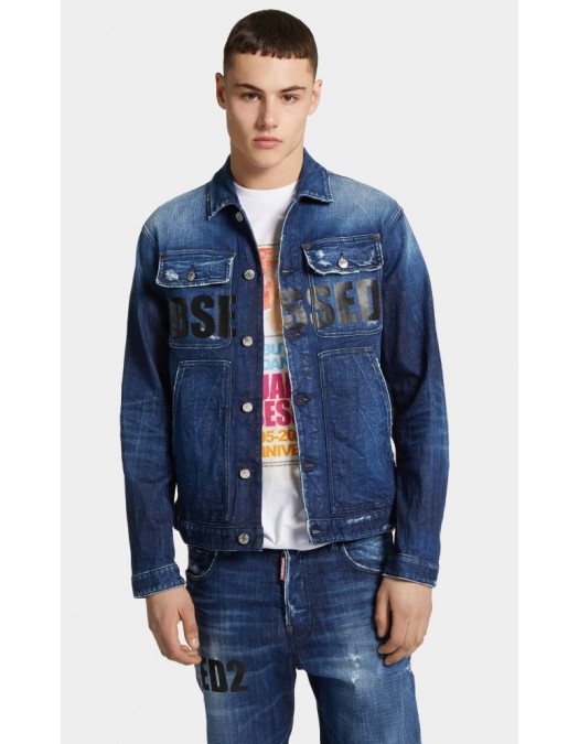 JACHETA DSQUARED2, D2 Obsessed Dark Blue Denim Jacket - S71AN0646D30010470