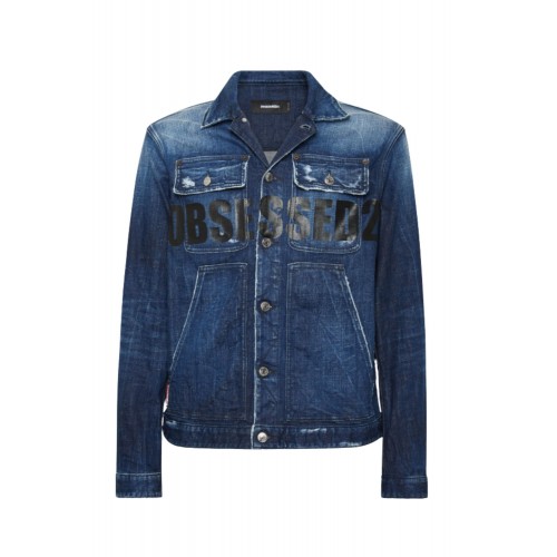 JACHETA DSQUARED2, D2 Obsessed Dark Blue Denim Jacket JACHETA DSQUARED2, D2 Obsessed Dark Blue Denim Jacket