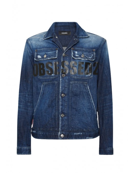 JACHETA DSQUARED2, D2 Obsessed Dark Blue Denim Jacket - S71AN0646D30010470