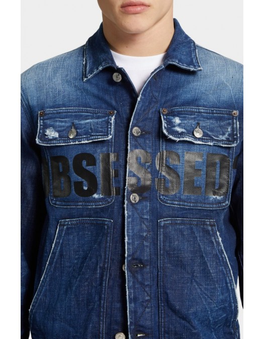 JACHETA DSQUARED2, D2 Obsessed Dark Blue Denim Jacket - S71AN0646D30010470