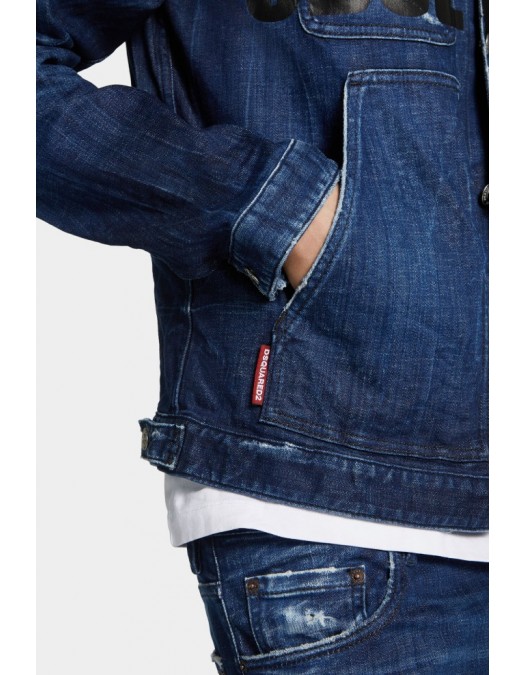 JACHETA DSQUARED2, D2 Obsessed Dark Blue Denim Jacket - S71AN0646D30010470