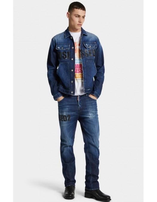 JACHETA DSQUARED2, D2 Obsessed Dark Blue Denim Jacket - S71AN0646D30010470