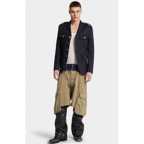 JACHETA DSQUARED2, Uniform Jacket, Lana, Negru