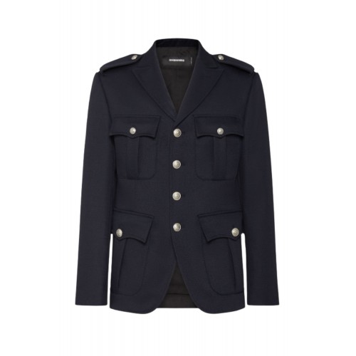 JACHETA DSQUARED2, Uniform Jacket, Lana, Negru JACHETA DSQUARED2, Uniform Jacket, Lana, Negru