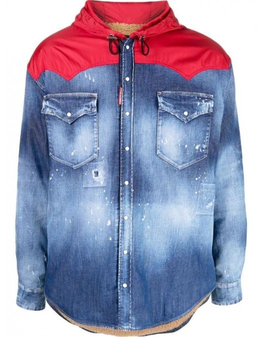 Jacheta DSQUARED2, Hibrid Denim, Blue/Red - S71DM0576S30341970