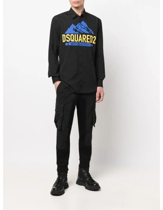 Camasa DSQUARED2, Mountain Print, Black - Camasa DSQUARED2, Mountain Print, Black -