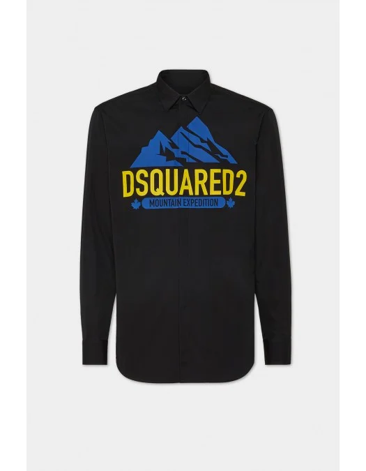 Camasa DSQUARED2, Mountain Print, Black - Camasa DSQUARED2, Mountain Print, Black -