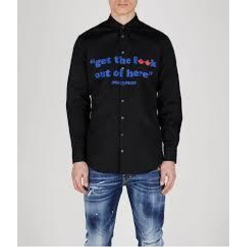 Camasa DSQUARED2, Text Print, Black Camasa DSQUARED2, Text Print, Black