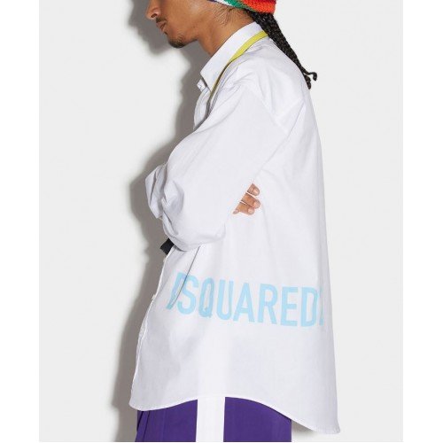 Camasa DSQUARED2, Insertie logo bleu, Alb