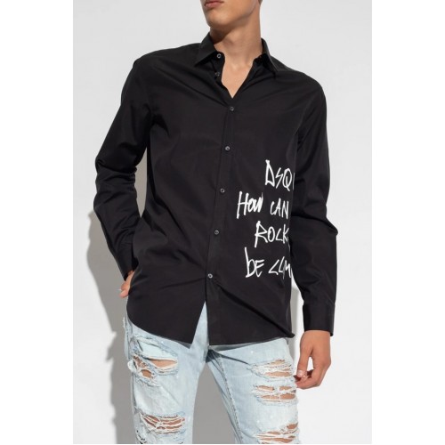 Camasa DSQUARED2, Graffiti Print, Black Camasa DSQUARED2, Graffiti Print, Black