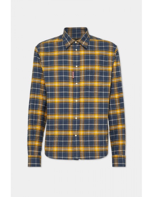 Camasa DSQUARED2, Canadian Check Flanel, Regular, Yellow, Blue - S71DM0739D35132002F