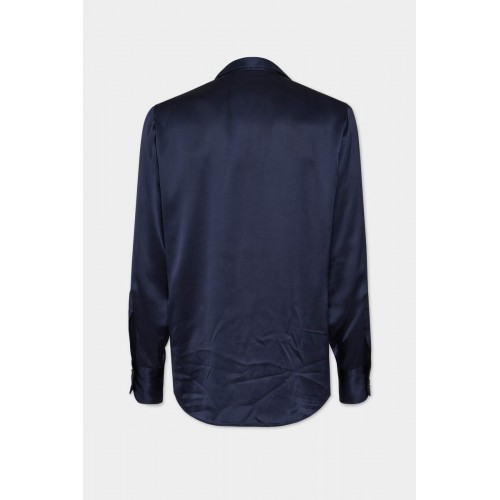 Camasa DSQUARED2 ICON, Silk Satin, Sexy Tie Detail, Navy Blue