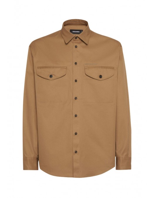 Camasa DSQUARED2, Utility Cotton Shirt, Camel - S71DM0805S41794157
