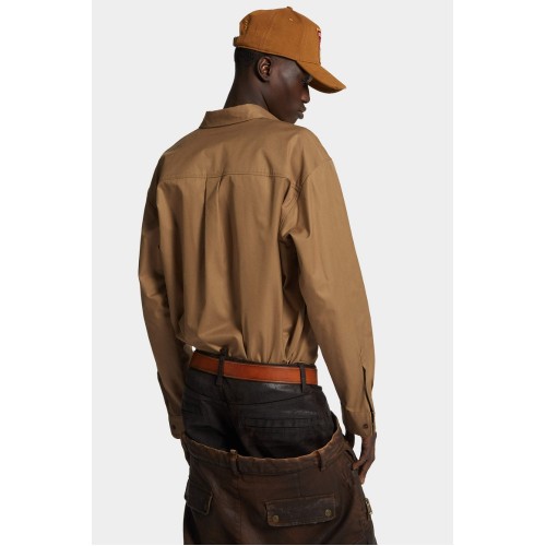 Camasa DSQUARED2, Utility Cotton Shirt, Camel Camasa DSQUARED2, Utility Cotton Shirt, Camel