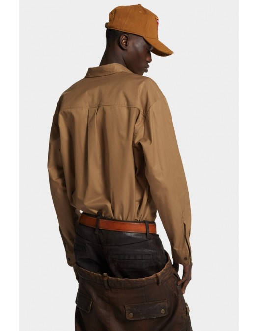 Camasa DSQUARED2, Utility Cotton Shirt, Camel - S71DM0805S41794157