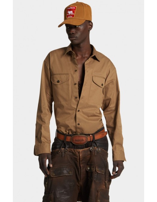 Camasa DSQUARED2, Utility Cotton Shirt, Camel - S71DM0805S41794157
