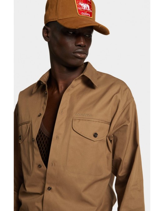 Camasa DSQUARED2, Utility Cotton Shirt, Camel - S71DM0805S41794157