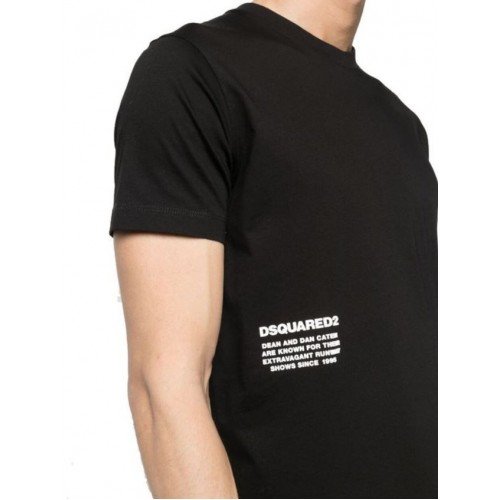 Tricou Dsquared2, Insertie alba, Negru