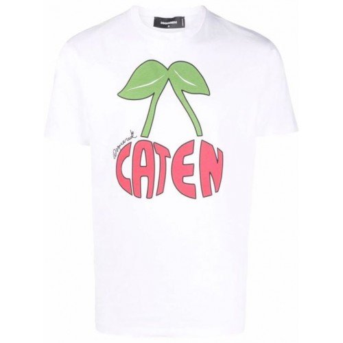 Tricou DSQUARED2, Caten Cherry Print  White