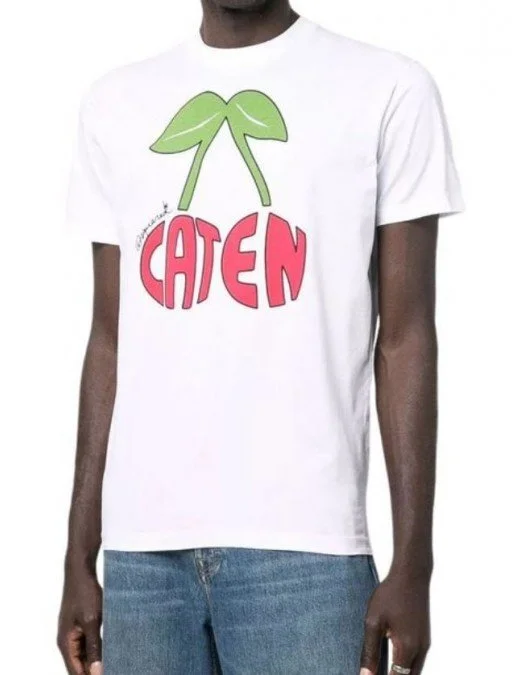 Tricou DSQUARED2, Caten Cherry Print White - S71GD1144S23009100 Tricou DSQUARED2, Caten Cherry Print White - S71GD1144S23009100