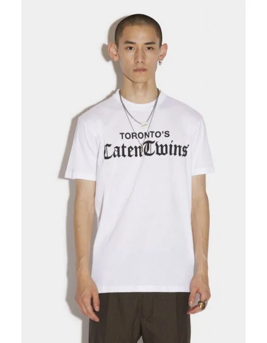 Tricou DSQUARED2, Caten Twins Cool White - S71GD1148S23009100 Tricou DSQUARED2, Caten Twins Cool White - S71GD1148S23009100