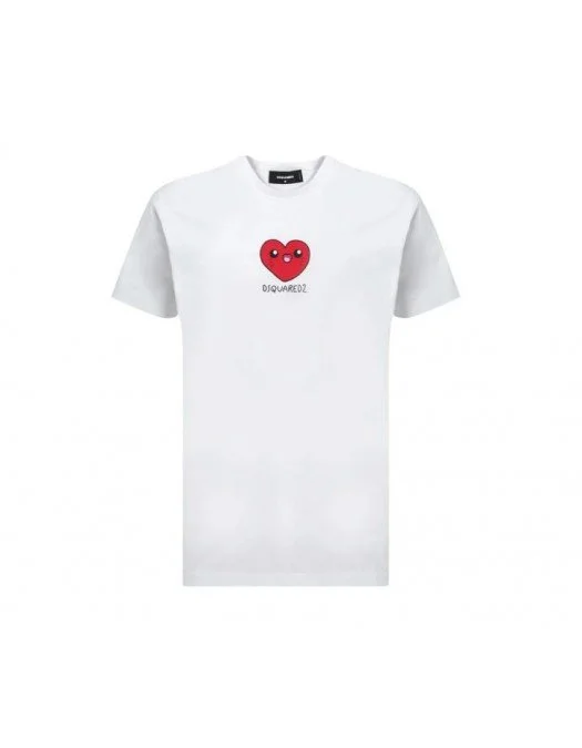 Tricou DSQUARED2, Heart Logo, White - S71GD1174S23009100