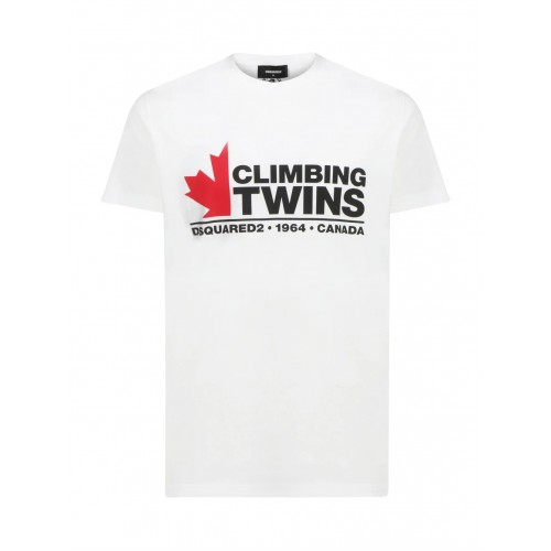 Tricou DSQUARED2, Climb Twins, Alb Tricou DSQUARED2, Climb Twins, Alb