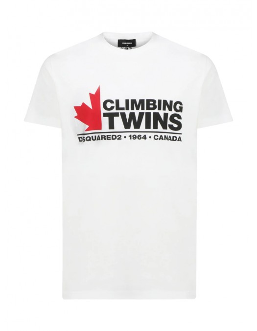 Tricou DSQUARED2, Climb Twins, Alb - S71GD1183S23009100