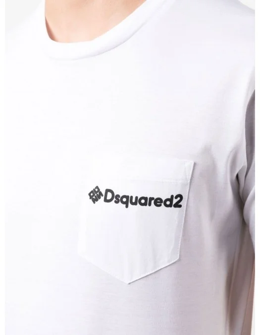 Tricou DSQUARED2, D2 Cool, black logo, Alb - S71GD1226S23009100