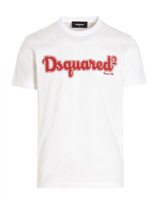Tricou DSQUARED2, D2 Cool, Red logo, Alb - S71GD1228S23009100