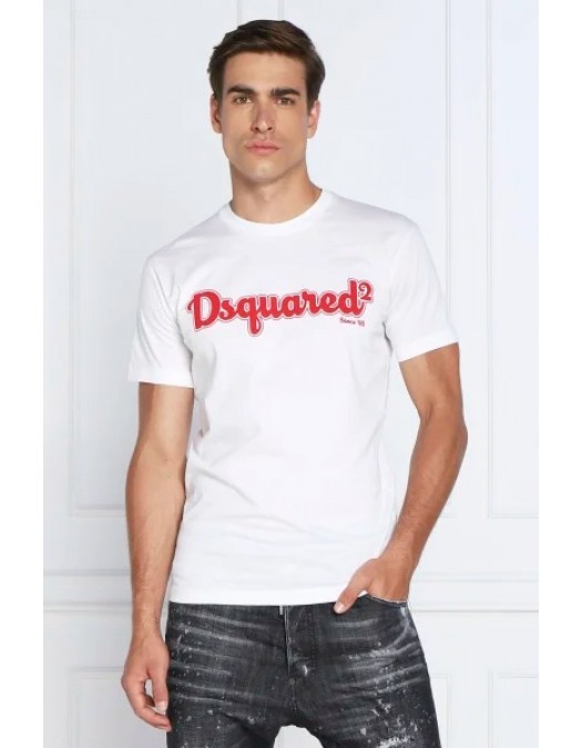 Tricou DSQUARED2, D2 Cool, Red logo, Alb - S71GD1228S23009100