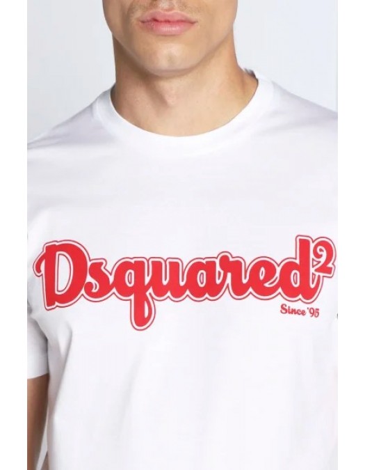 Tricou DSQUARED2, D2 Cool, Red logo, Alb - S71GD1228S23009100