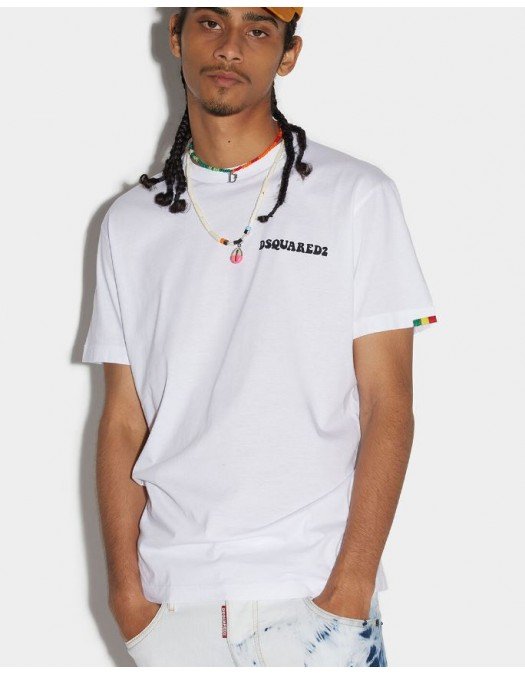 Tricou DSQUARED2, Jamaican logo, Alb - S71GD1245S23009100