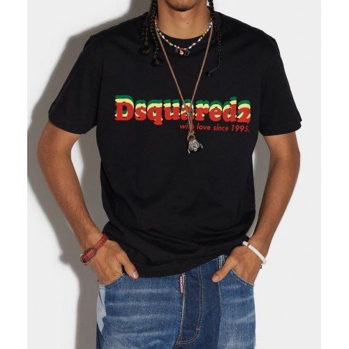 Tricou DSQUARED2, Cool Logo Multicolor, Negru