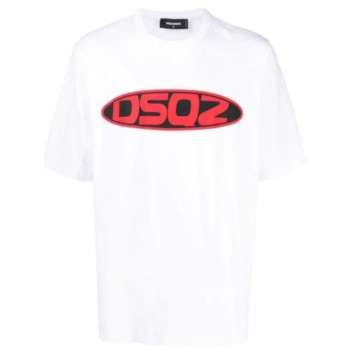 Tricou DSQUARED2, Super Logo Print Red, Alb