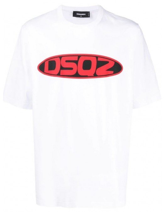 Tricou DSQUARED2, Super Logo Print Red, Alb - S71GD1269S22427100
