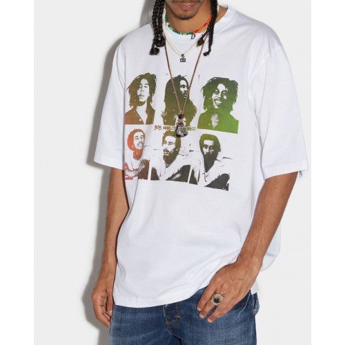 Tricou DSQUARED2, Bob Marley Postcards, Alb