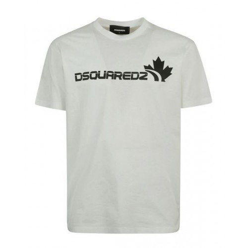 Tricou DSQUARED2, Logo si frunza, Alb
