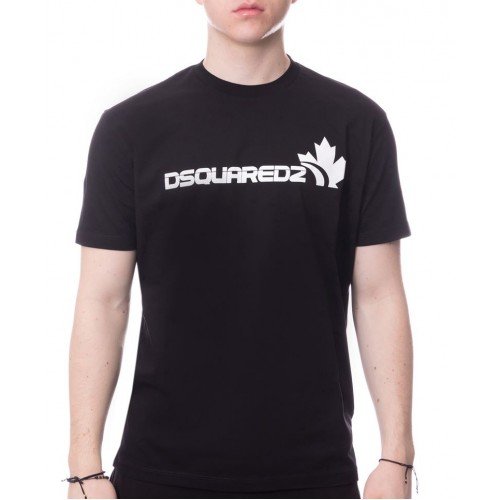 Tricou DSQUARED2, D2 White Leaf, Negru