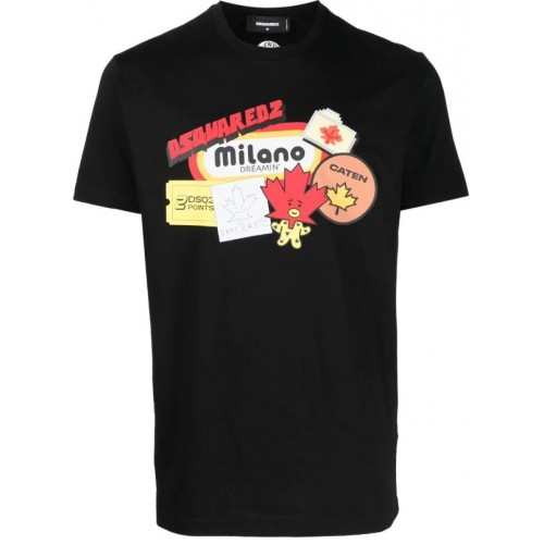 Tricou DSQUARED2, Cool Print Multicolor, Negru