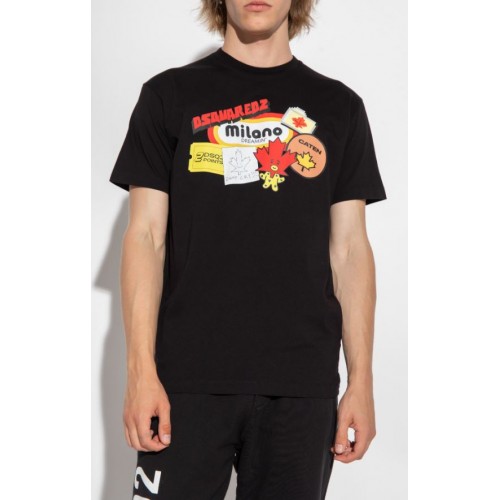 Tricou DSQUARED2, Cool Print Multicolor, Negru