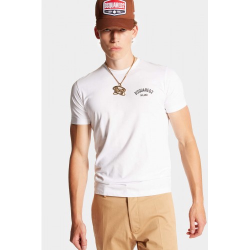 Tricou DSQUARED2, Frontal DSQ2 Milano, White Tricou DSQUARED2, Frontal DSQ2 Milano, White