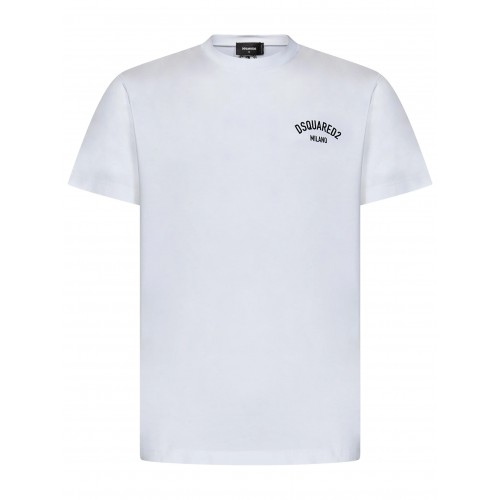 Tricou DSQUARED2, Frontal DSQ2 Milano, White Tricou DSQUARED2, Frontal DSQ2 Milano, White