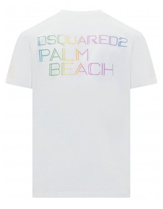 Tricou DSQUARED2,  Palm Beach Print, Alb - S71GD1394S23009100