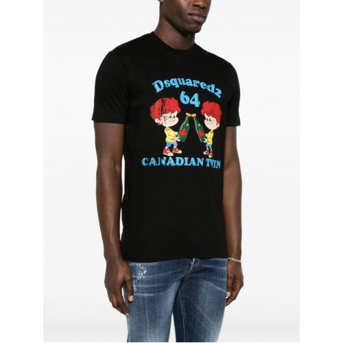 Tricou DSQUARED2, Canadian Brothers, Negru Tricou DSQUARED2, Canadian Brothers, Negru