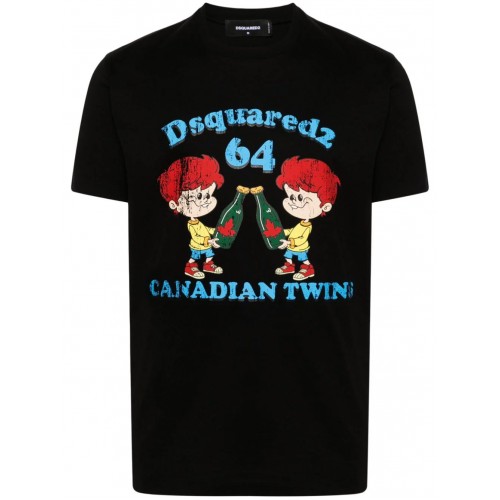 Tricou DSQUARED2, Canadian Brothers, Negru Tricou DSQUARED2, Canadian Brothers, Negru